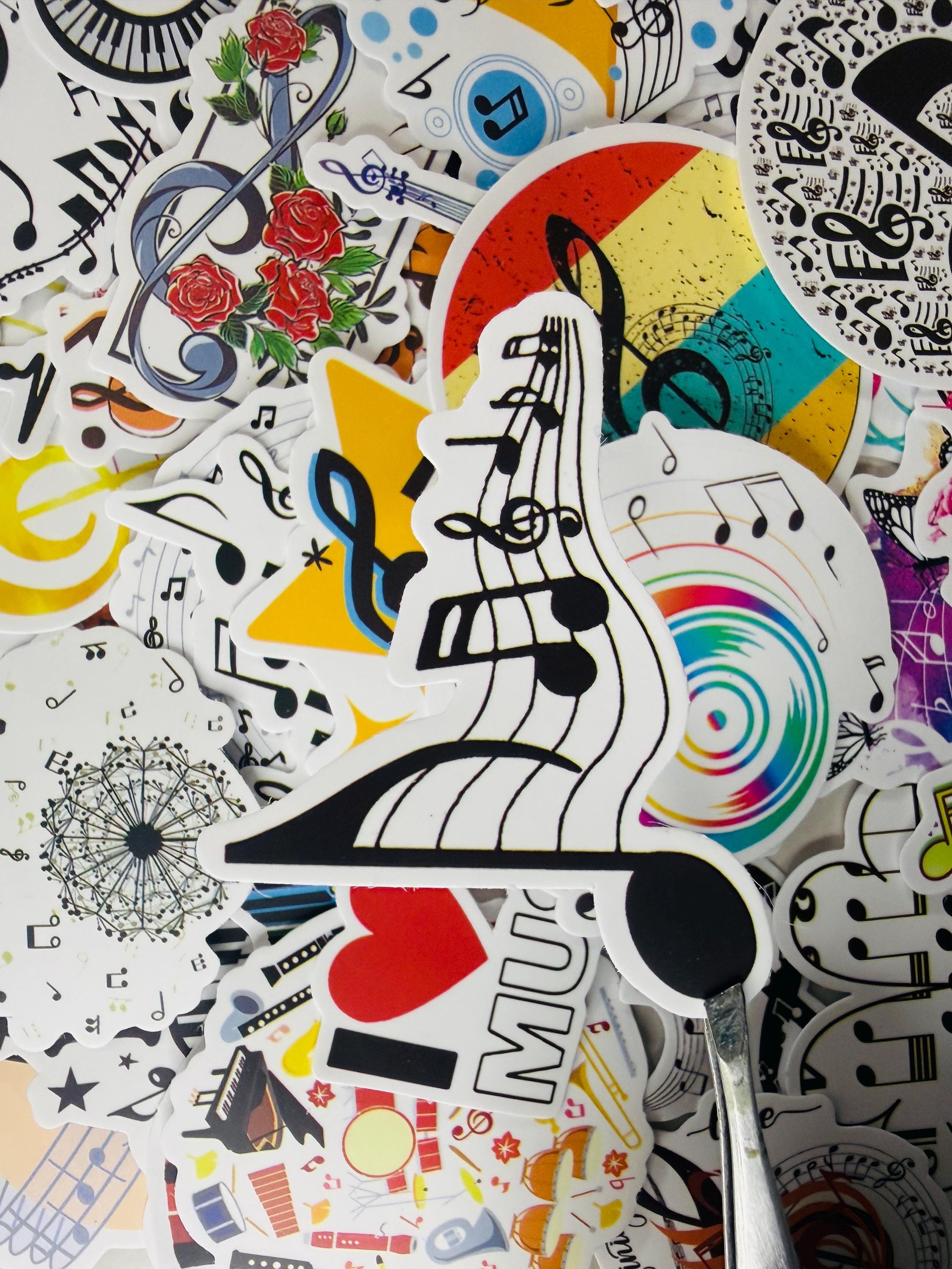 Music Notes Pattern Stickers Music Note Stickers Trendy Graffiti Vinyl Decals for Guitar Laptop ...