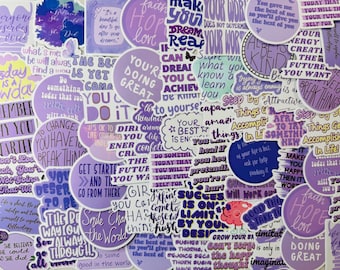 50Pcs Purple Motivational Stickers Positive Inspirational Quote Vinyl Decals for Laptop Journal