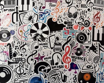 Music Note Stickers Vocal Music Lover Vinyl Decals Waterproof Guitar Laptop Luggage Aesthetic Sticker Pack
