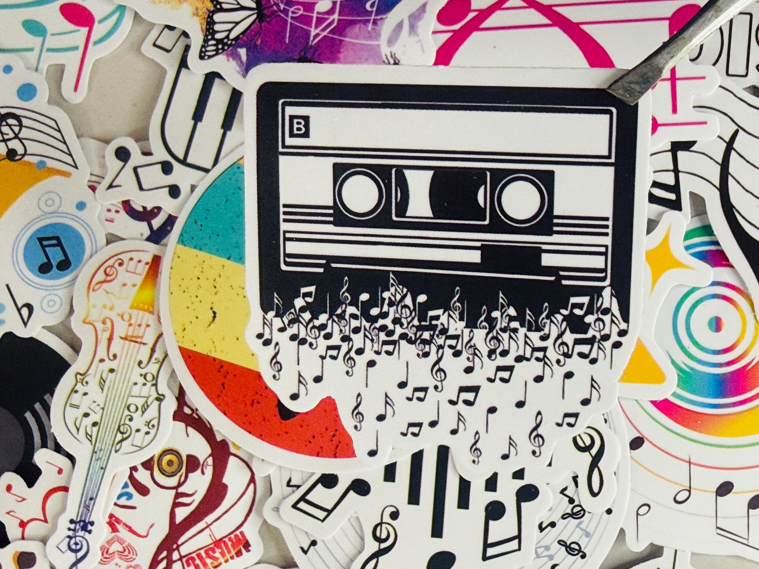 Draw Sticker Music Note Music Note Stickers Trendy Graffiti Vinyl Decals for Guitar Laptop ...
