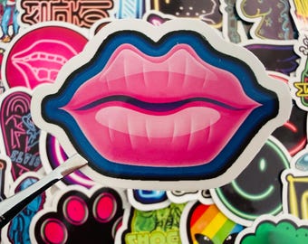 50Pcs Neon Light Stickers: Party Vibes Trendy Graffiti Decals for Laptop, Travel Case, Water Bottle