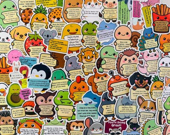 Emotional Support Animal Stickers Pack Cute Motivational Animal Vinyl Waterproof Decals for Laptop Water Bottle Journal Scrapbooking