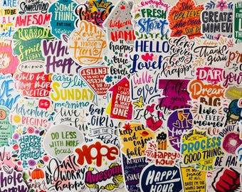 50Pcs Positive Affirmation Stickers Colorful Inspirational Quote Vinyl Motivational Waterproof Decals for Laptop Journal