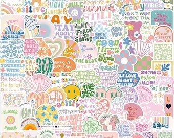 Pink Motivational Phrase Stickers, Waterproof Decals for Laptop, Skateboard, Luggage (50Pcs)