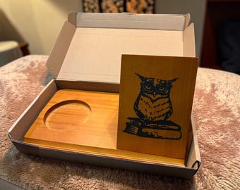 Wooden Triangle Book Stand with Cup Holder, Rustic Reading Desk Organizer, Minimal Home Decor, Gift for Book Lovers & Coffee Lovers