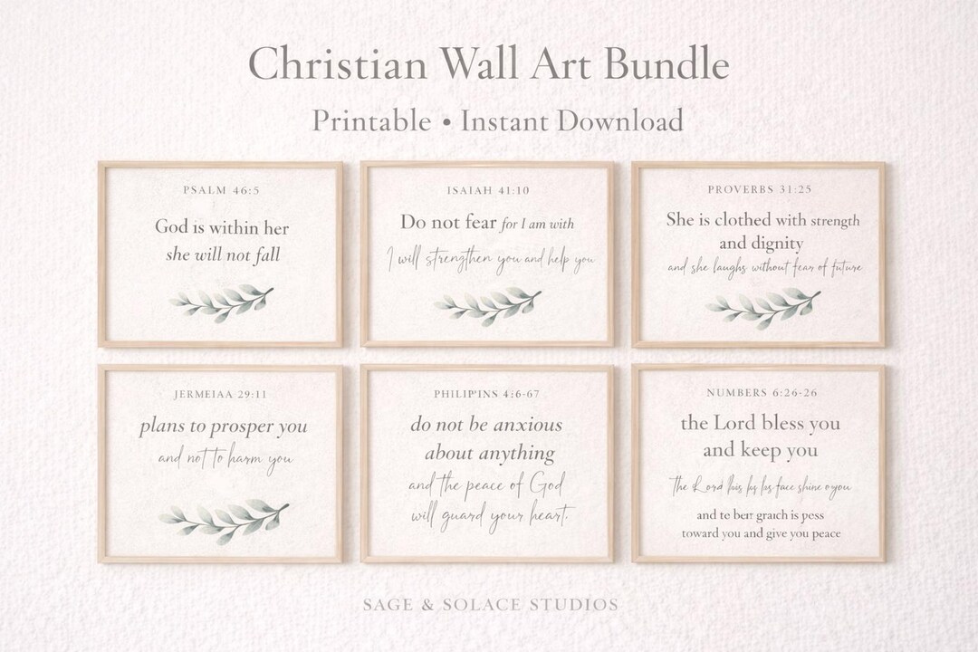 Christian Wall Art Bundle Printable | Bible Verse Wall Art Set ...