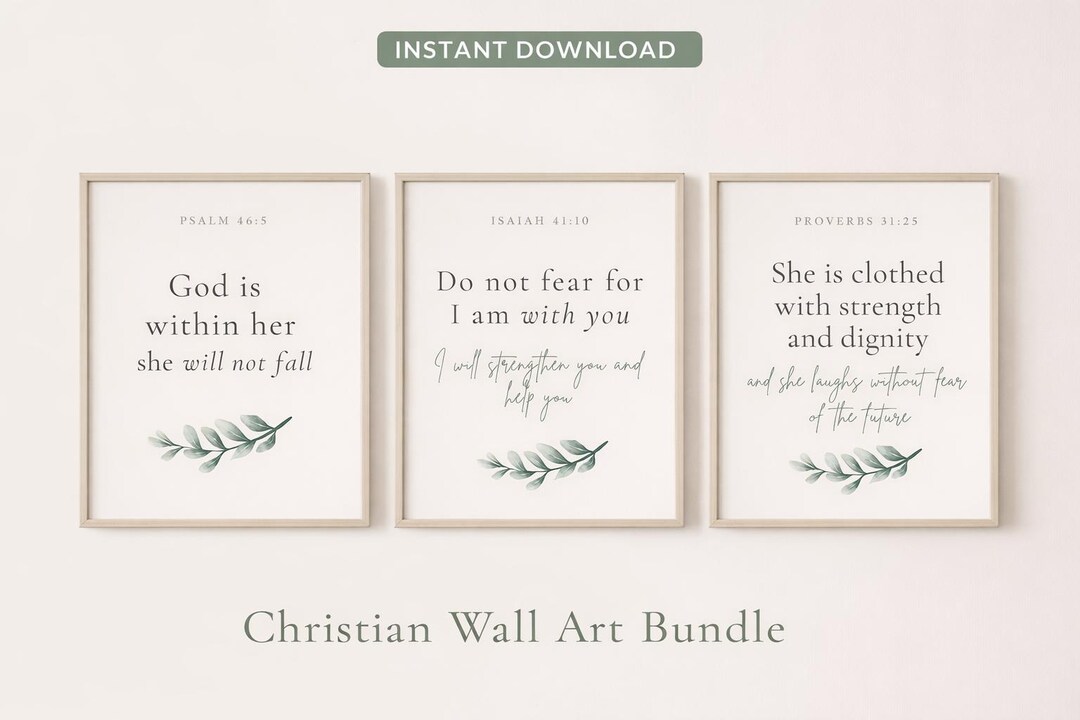 Christian Wall Art Bundle Printable, Bible Verse Wall Art Set, Psalm 46 ...
