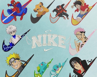 Paquete de diseños de bordado de anime, archivos para máquina estilo Swoosh, descarga digital de bordado de anime