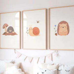 Wall Prints Nursery Rooms, Animal Wall Art, Kids Room Decoration, Wood Prints, Physical item, High Quality Print, Cute Animal illustration