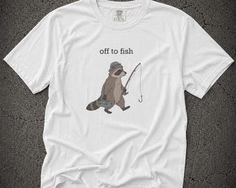 Funny Raccoon Fishing Illustration, Cute Fisherman Animal Design, Fishing Lover Gift, Cartoon Raccoon Art, Outdoor Humor Graphic