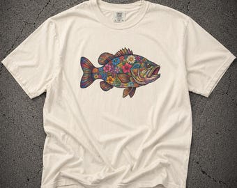 Colorful Floral Fish Art, Boho Fish Illustration, Nature Lover Gift, Vibrant Ocean Animal Design, Aesthetic Fish Artwork, Unique Gift Idea