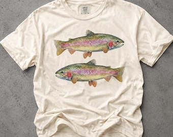 Vintage Rainbow Trout Shirt, Fly Fishing Tee, Trout Fishing Shirt, Outdoor Nature T Shirt, Fisherman Gift, Lake Cabin Aesthetic Tee