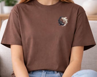 Yin Yang Koi Fish Shirt, Black and White Koi Design, Balance Symbol Tee, Japanese Style Fish Art, Spiritual Graphic Shirt