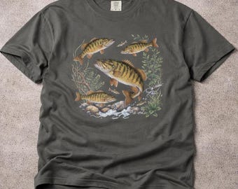 Largemouth Bass Fishing Shirt, Vintage Fish Graphic Tee, Fisherman Gift, Lake Fishing Shirt, Angler Shirt, Nature Fish Tee