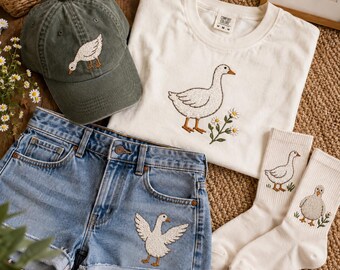 Goose Embroidery Pattern Bundle, 12 Beginner Hand Embroidery Patterns, Cute Farmhouse Bird PDF, Printable Embroidery Designs