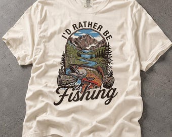 Id Rather Be Fishing Shirt, Vintage Trout Fishing Tee, Fisherman Gift, Outdoor Nature T Shirt, Fly Fishing Graphic Tee, Mountain River Shirt