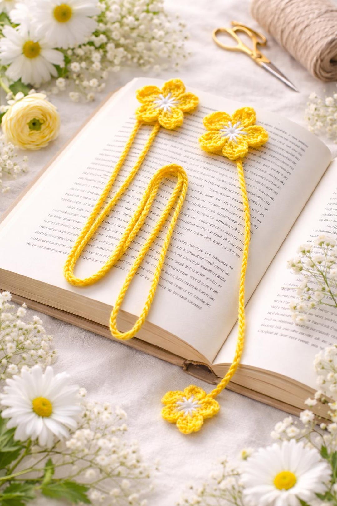 Crochet Flower Bookmark Pattern PDF | Floral Bookmark With Stem & Leaf ...
