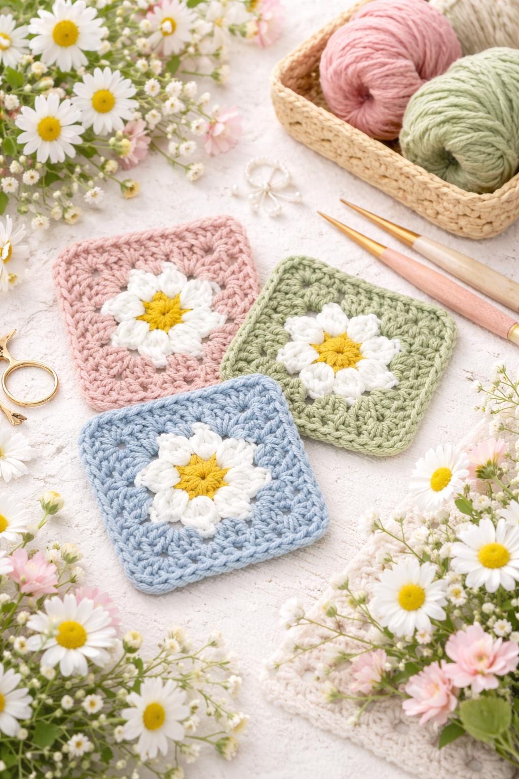 Daisy square pattern - Etsy 日本