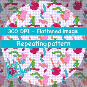 Gingham Candy Nahtloses Muster - 300 DPI - Sofortiger Download - Abgeflachtes Bild - PNG.