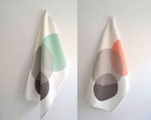 Set of tea towels #1: Circles in grey, black, coral and mint