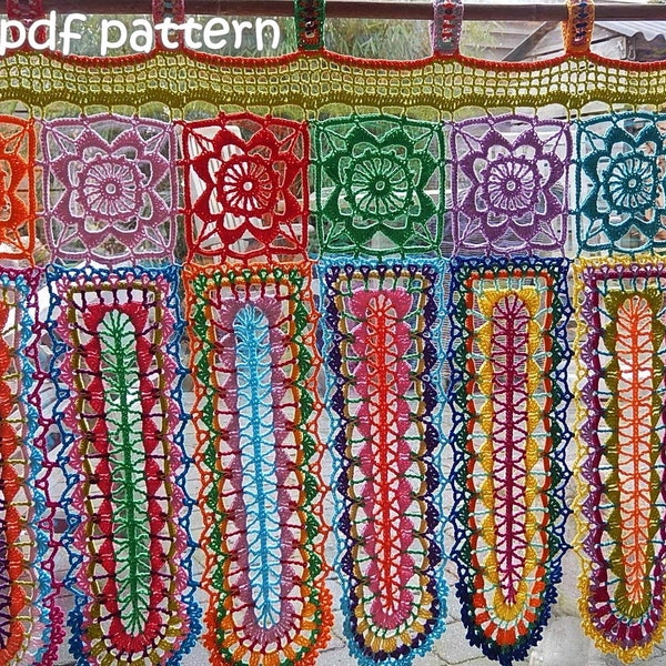 Crochet pattern BOHO CURTAIN 'panels' by ATERGcrochet