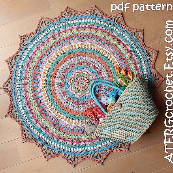 Crochet pattern BOHO RUG Bobbiny cord by ATERGcrochet
