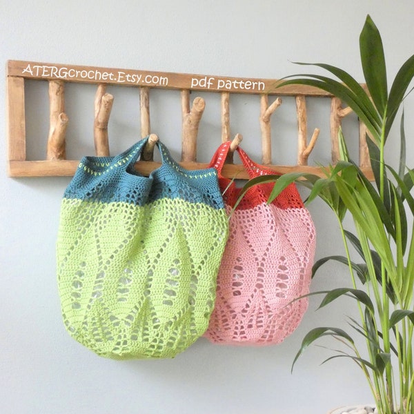 Crochet pattern Market tote bag 'LEAF' by ATERGcrochet