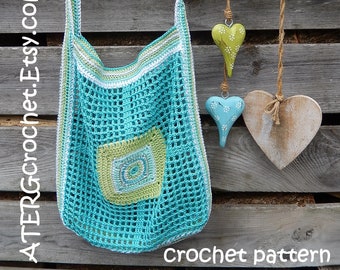 Crochet pattern MARKET TOTE BAG 'square' by ATERGcrochet