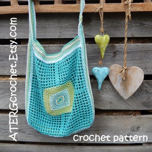 Crochet pattern MARKET TOTE BAG 'square' by ATERGcrochet