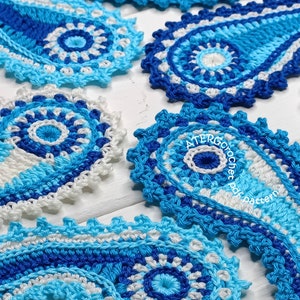 Crochet pattern paisley in two sizes by ATERGcrochet