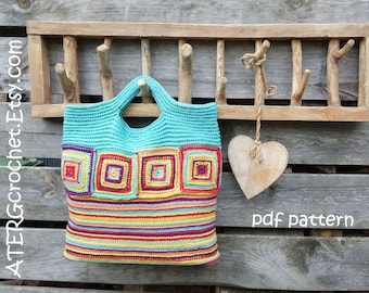 Crochet pattern SQUARE STRIPED BAG by ATERGcrochet