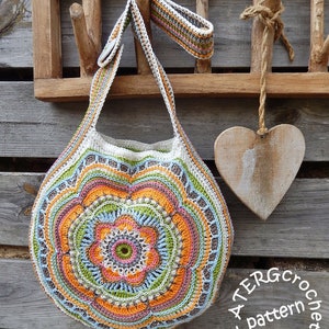 Crochet pattern Boho Flower Slouch Bag by ATERGcrochet image 2