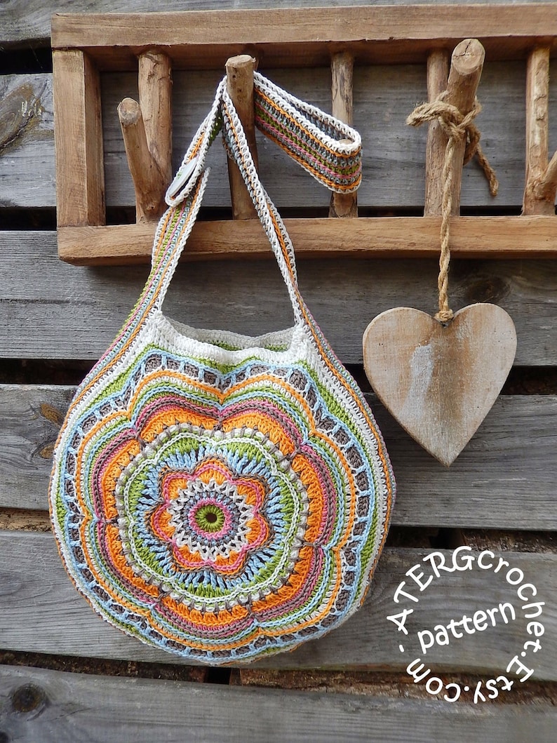 Crochet pattern Boho Flower Slouch Bag by ATERGcrochet image 2