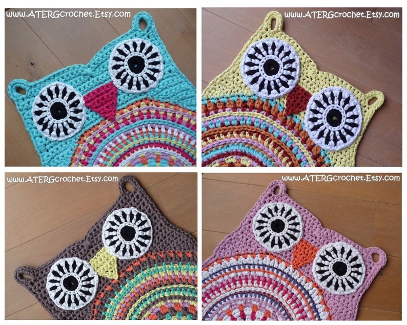 Crochet pattern owl rug by ATERGcrochet XL crochet image 5