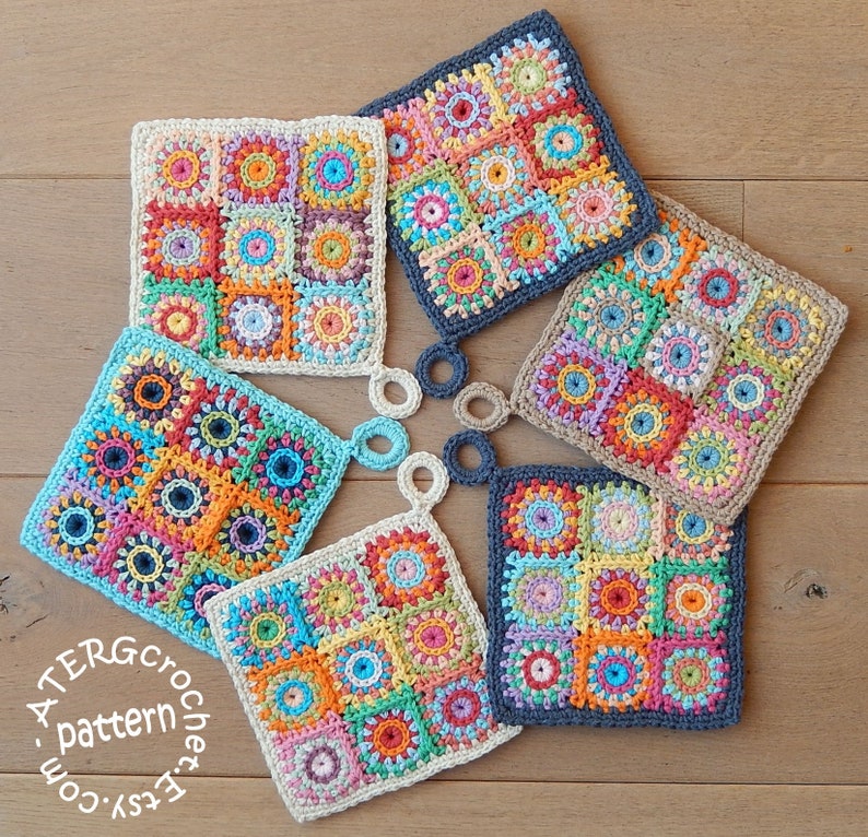 Crochet pattern POTHOLDER SQUARES by ATERGcrochet image 1