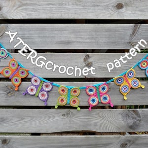 Crochet pattern butterfly garland by ATERGcrochet imagem 2