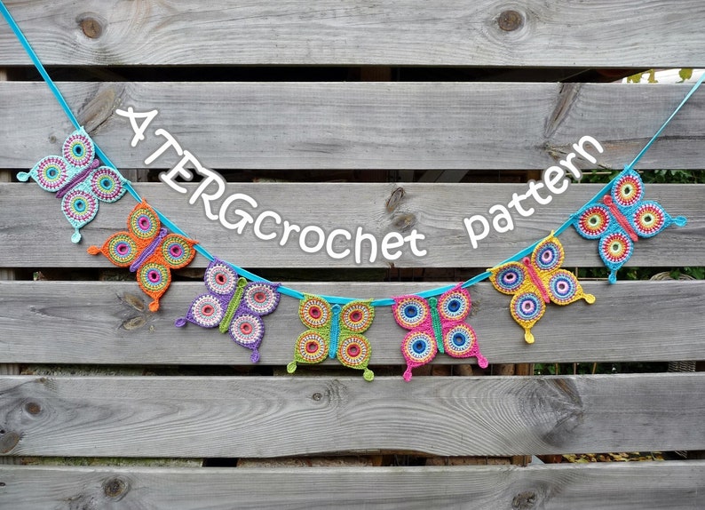 Crochet pattern butterfly garland by ATERGcrochet image 2