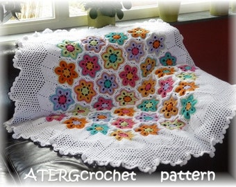 Häkelanleitung Hexagon Blume kariert/afghanisch von ATERGcrochet