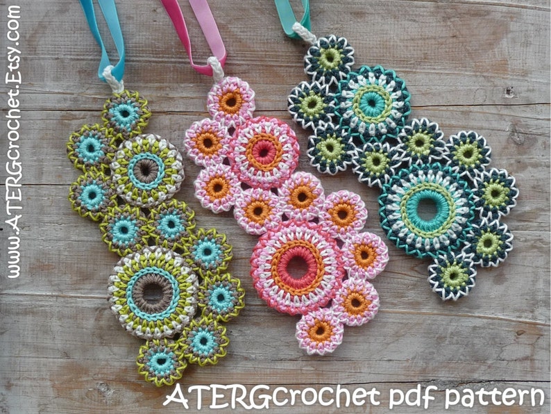 Crochet pattern NECKLACE 'circles of life' by ATERGcrochet image 1