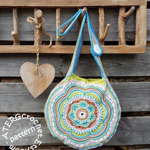 Crochet pattern Boho Flower Slouch Bag by ATERGcrochet image 5