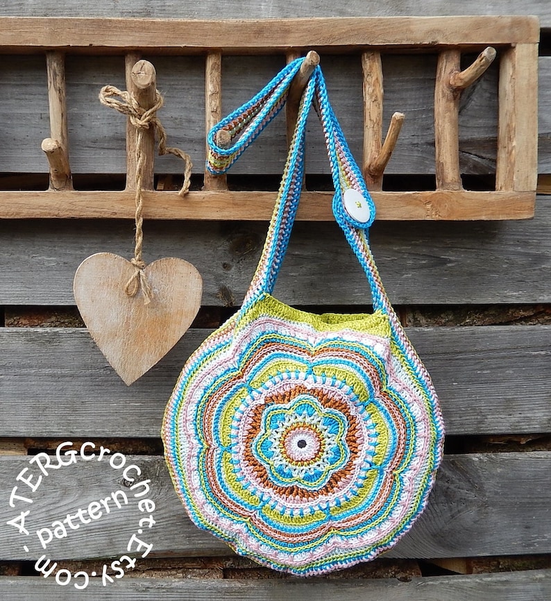 Crochet pattern Boho Flower Slouch Bag by ATERGcrochet image 5