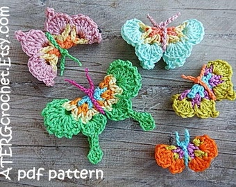 Crochet pattern 5 BUTTERFLIES by ATERGcrochet