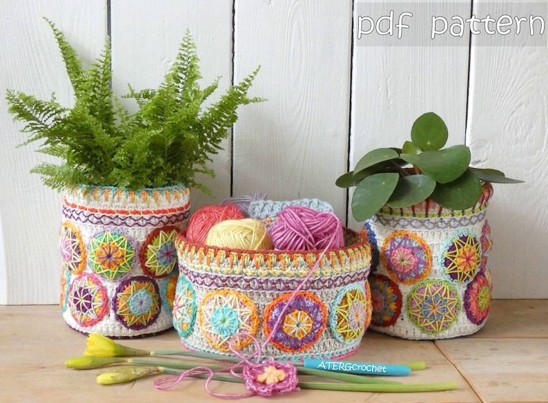 Crochet pattern Happy Plant Pots by ATERGcrochet image 1