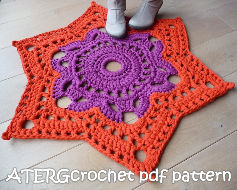 Crochet pattern STAR RUG by ATERGcrochet XL crochet image 1