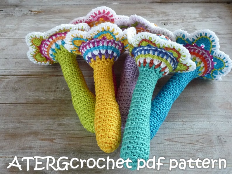 Crochet pattern flower baby rattle by ATERGcrochet image 2