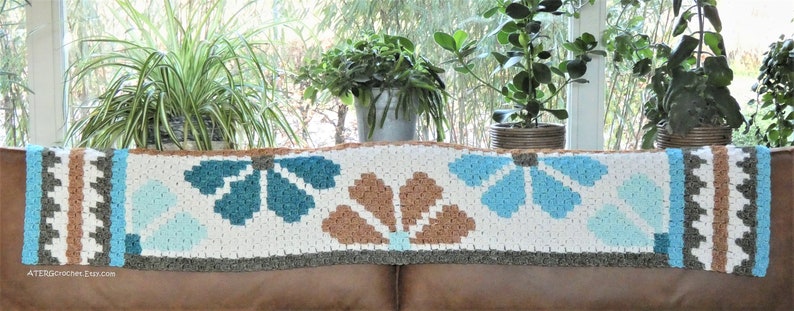 Crochet pattern AZTEC C2C flower shawl by ATERGcrochet image 8