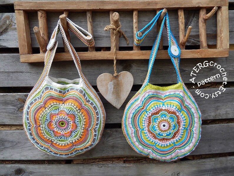 Crochet pattern Boho Flower Slouch Bag by ATERGcrochet image 0