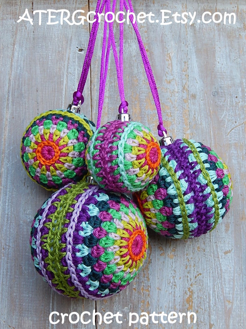 Patrón de crochet Bola de Navidad en 4 tamaños por ATERGcrochet imagen 4