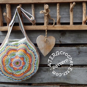 Crochet pattern Boho Flower Slouch Bag by ATERGcrochet image 7