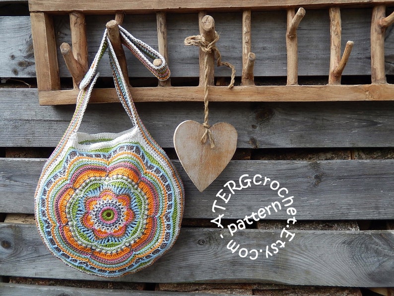 Crochet pattern Boho Flower Slouch Bag by ATERGcrochet image 7